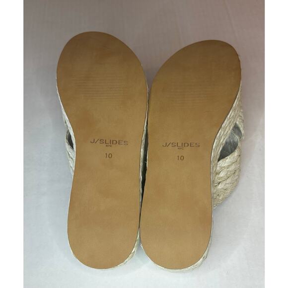 JSlides Quiver Bone Raffia wedge Sandal Women's Size 10 M white - Picture 5 of 10